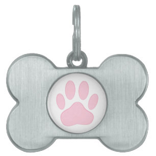 Rosa Hund Pawprint Namnbricka Husdjur