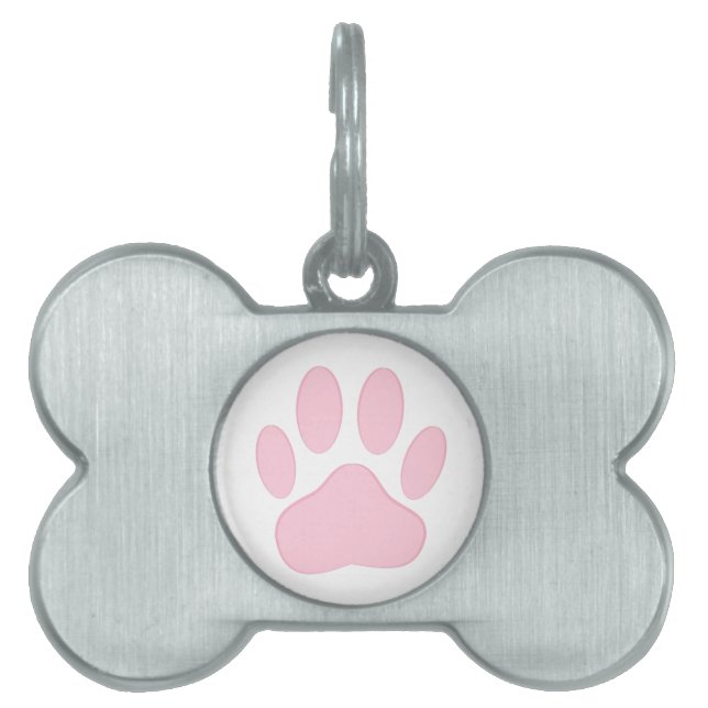 Rosa Hund Pawprint Namnbricka Husdjur (Framsidan)