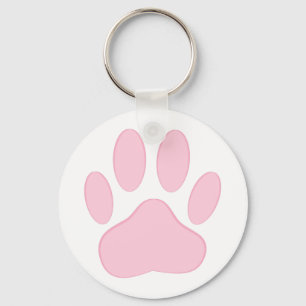 Rosa Hund Pawprint Nyckelring