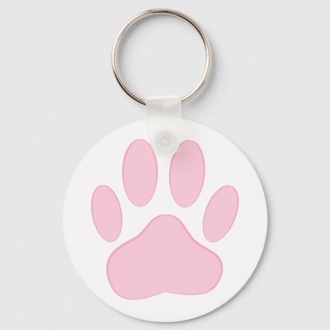 Rosa Hund Pawprint Nyckelring (Framsida)