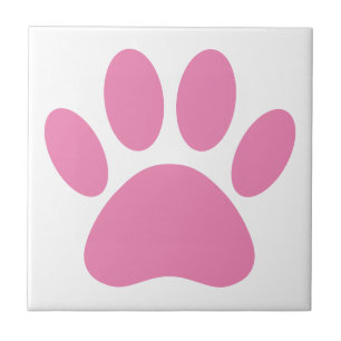 Rosa Hund Pawprint Square Kakelplatta