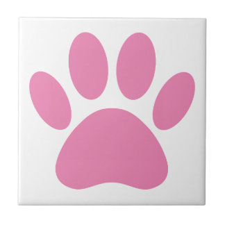 Rosa Hund Pawprint Square Kakelplatta