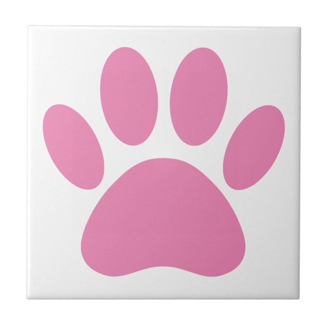 Rosa Hund Pawprint Square Kakelplatta (Framsidan)