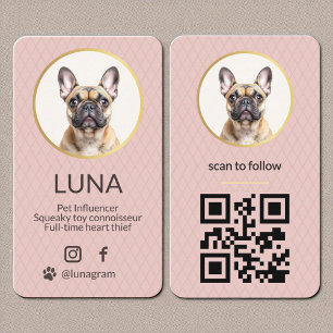 Rosa Hund Pet Photo Social Media QR-kod Visitkort