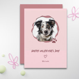 Rosa Hund Photo Heart Valentine Day Julkort