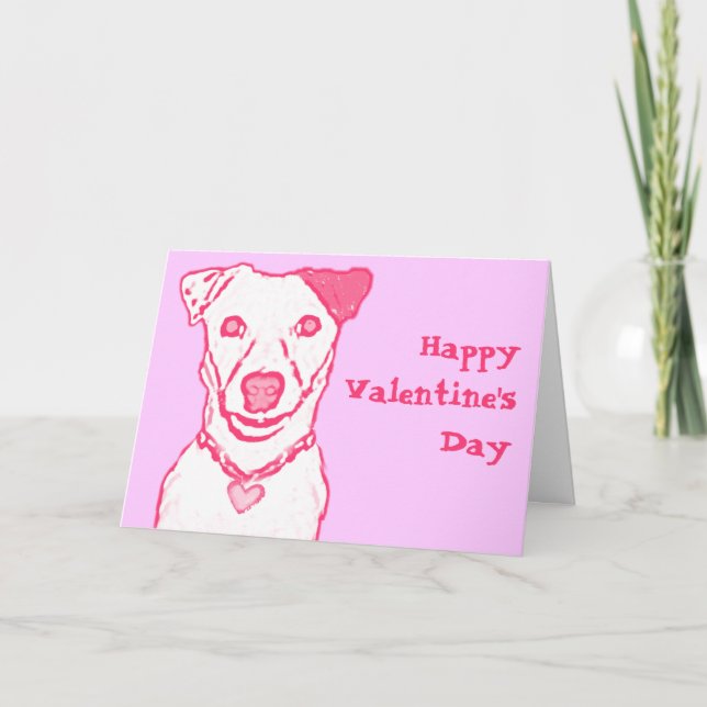 Rosa Hund Valentines kort (Framsida)