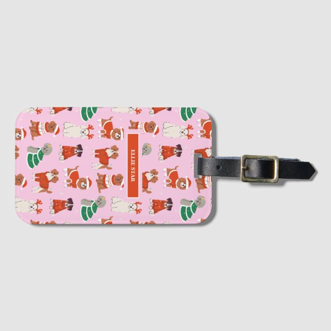 Rosa Hundar Girl Personlig Bagagebricka (Framsida horisontal)