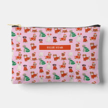 Rosa Hundar Girl Personlig Cosmetic Bag