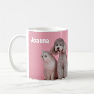 Rosa Hundar och Cats Anpassningsbar Editable Namn Kaffemugg