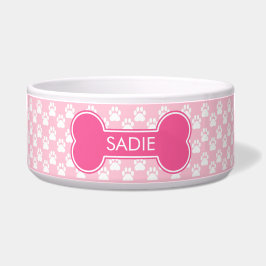 Rosa hundben och tassar med namn