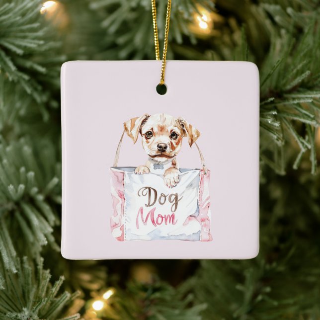 Rosa Hundmamma Väska Julgransprydnad Keramik (Träd)