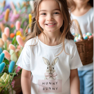 Rosa Hunny Bunny Kids Påsk T Shirt