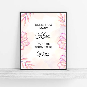 Rosa Hur många Kisses Möhippa-spel Poster