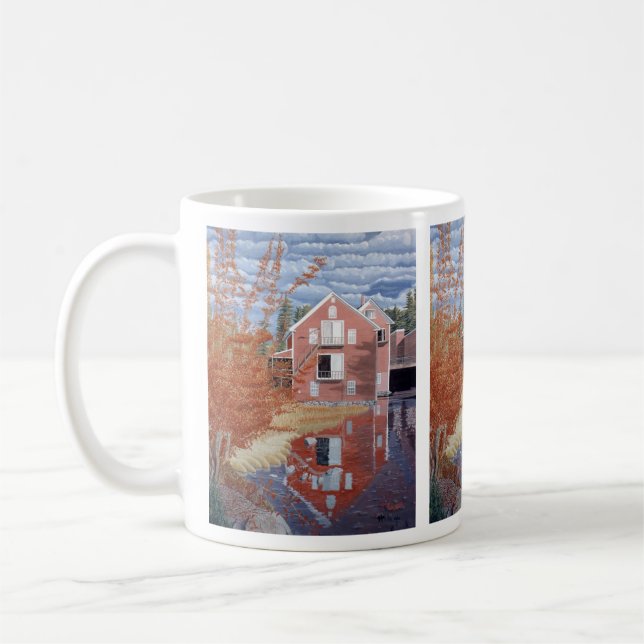 Rosa hus på hösten kaffemugg (Vänster)