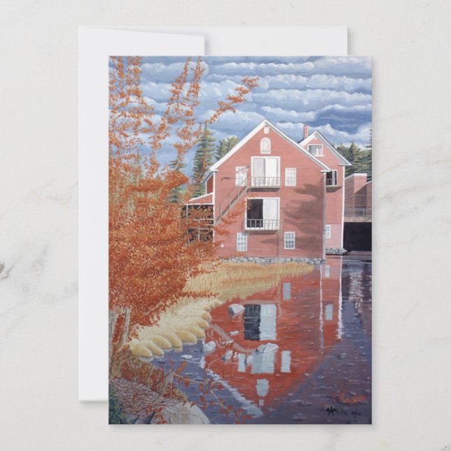 Rosa hus på hösten tack kort (Framsida)