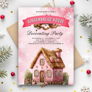 Rosa husdekoration för pepparkakor julfest inbjudningar