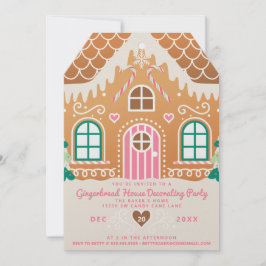 Rosa husdekoration för pepparkakor-party inbjudningar