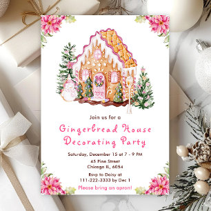 Rosa husdekoration för pepparkakor party inbjudningar