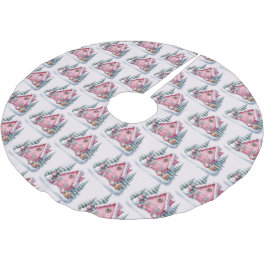 Rosa husdekoration i pepparkakestil julgransmatta borstad polyester