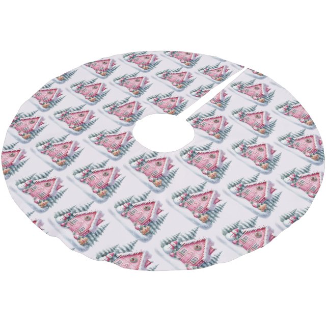 Rosa husdekoration i pepparkakestil julgransmatta borstad polyester (Vinklad)