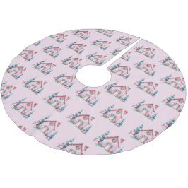 Rosa husdekoration i pepparkakestil  julgransmatta borstad polyester
