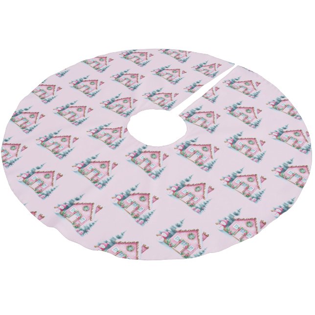 Rosa husdekoration i pepparkakestil  julgransmatta borstad polyester (Vinklad)