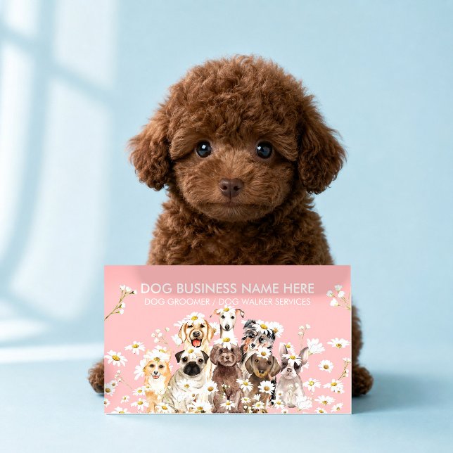 Rosa husdjursfotograf hundporträttstudio visitkort (Skapare uppladdad)