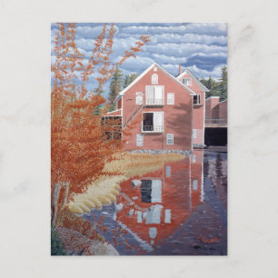 Rosa huset på hösten vykort