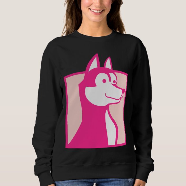 Rosa Husky Hund T Shirt (Framsida)