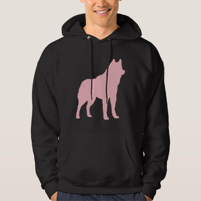Rosa Husky Silhouette Hoodie (Framsida)