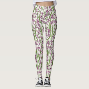 Rosa Hyacint-blommor på naturlig vit blomma Leggings