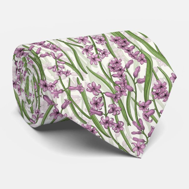 Rosa Hyacint-blommor på naturlig vit blomma Slips (Rullad)