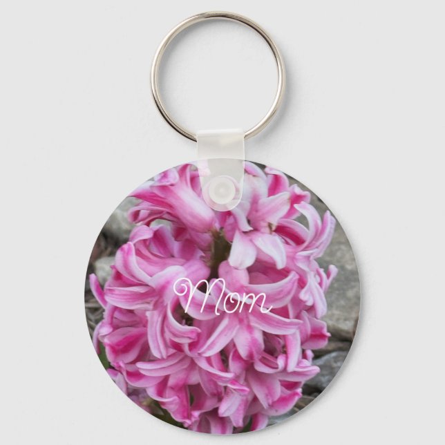 Rosa Hyacint Flowers Photo Keychain Nyckelring (Framsida)