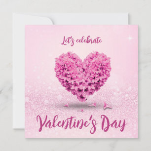 Rosa Hyacint Heart Glad Alla hjärtans dag Party Inbjudningar