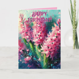 Rosa Hyacinths Blommigt Flowers Birthday Hälsning Anteckningskort