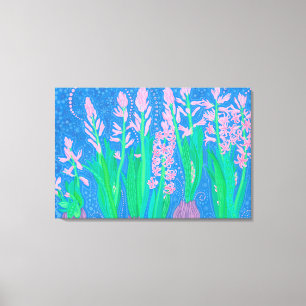 Rosa Hyacinths Vår blommor Blommigt Art Painting Canvastryck