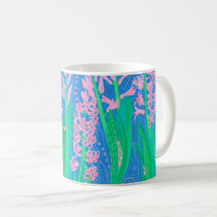 Rosa Hyacinths Vår blommor Blommigt Art Painting Kaffemugg
