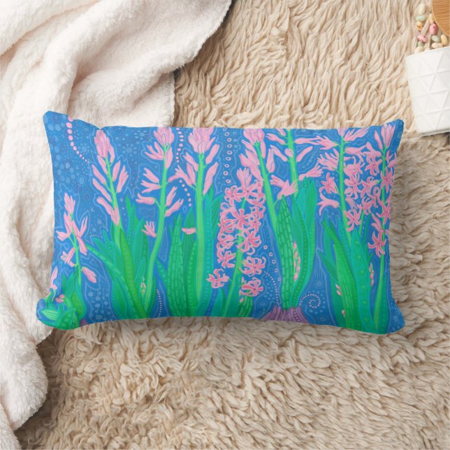 Rosa Hyacinths Vår blommor Blommigt Art Painting Lumbarkudde (Filt)