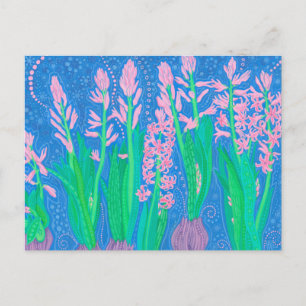 Rosa Hyacinths Vår blommor Blommigt Art Painting Vykort