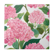 Rosa Hydrangea Akvarell Blommig Kust