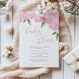 Rosa Hydrangea Baby i Bloom Baby Shower Inbjudningar