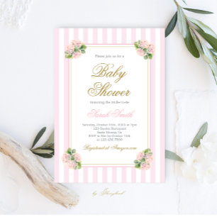 Rosa Hydrangea Baby Shower Flicka Inbjudningar