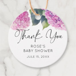 Rosa Hydrangea Baby Shower Gåvor Etiketter