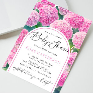 Rosa Hydrangea Baby Shower Inbjudningar