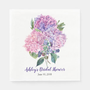 Rosa Hydrangea Berries Blommigt Möhippa Pappersservett