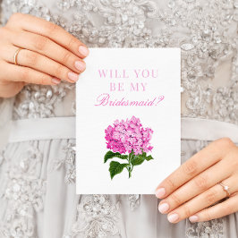 Rosa Hydrangea blir du min Bridesmaid Vykort