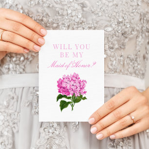 Rosa Hydrangea blir du min Maid of honor Vykort