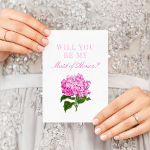 Rosa Hydrangea blir du mitt Maid of honor-kort Kort