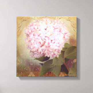 Rosa Hydrangea Blommar, mjuk sommar 2-Vintage Canvastryck