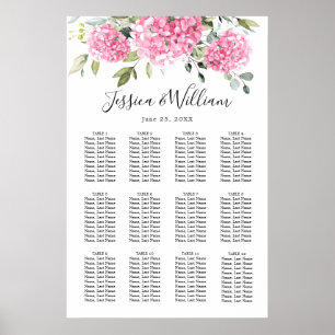 Rosa Hydrangea Blommig Bordplan 12 Poster